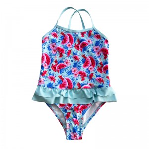 Driehoek uit één stuk watermeloen-print zwempak