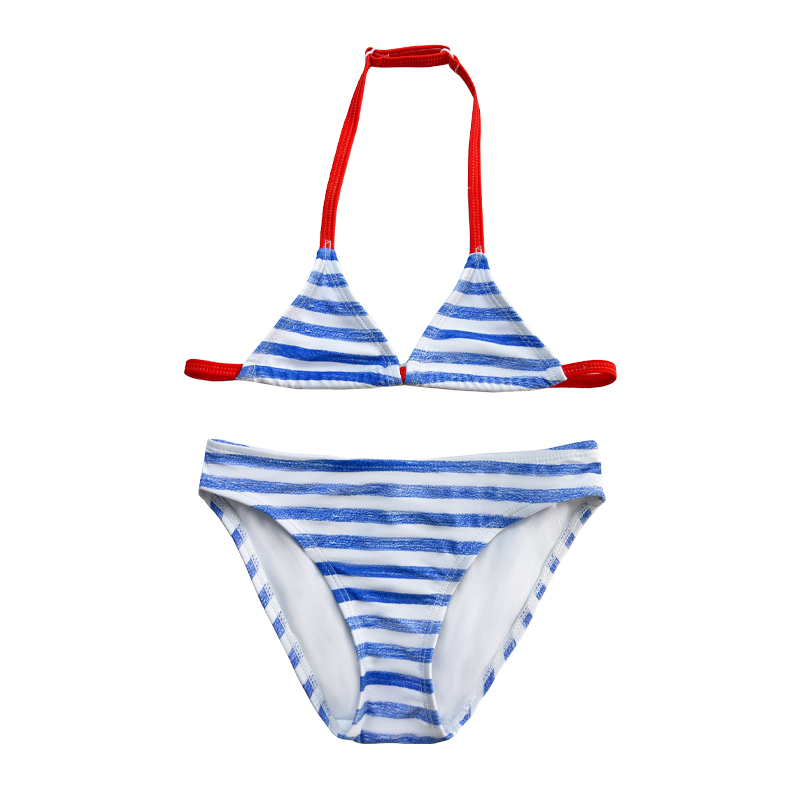 Halterneck gestreepte letter afdrukken kleur matching children \\\\\'s zwempak