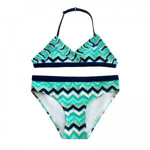 Halter print tweedelig zwempak voor kinderen